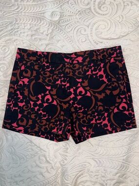 Ann Taylor Black, Pink & Brown Abstract Print High-Waist Shorts